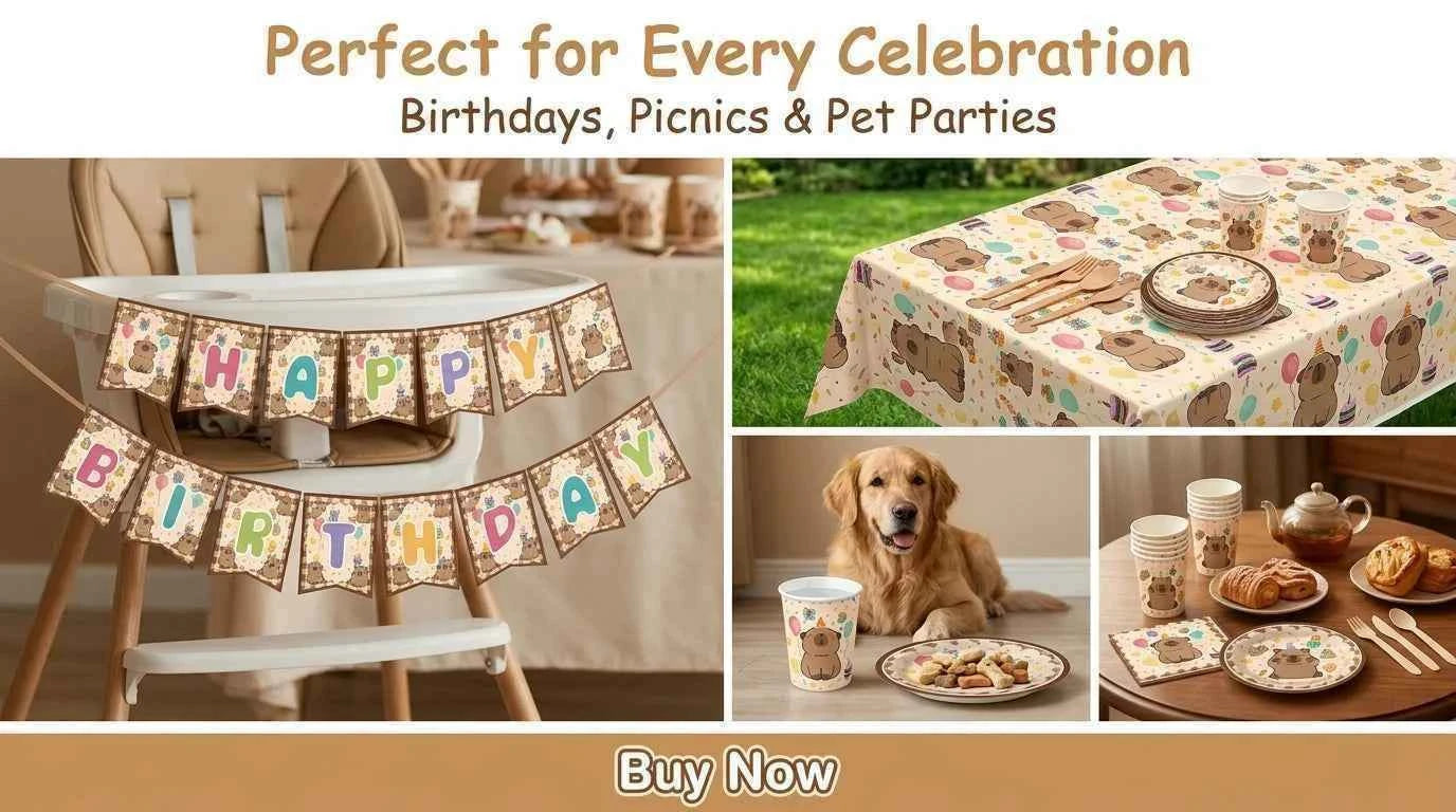Cartoon Capybara Birthday Party Decoration Disposable Tableware Cup Plate Napkins Tablecloth Banner Baby Shower Birthday Party