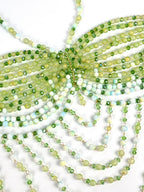 The Stardust Emerald Goddess – Handmade Green Rhinestone & Beaded Tassel Body Chain Halter Top