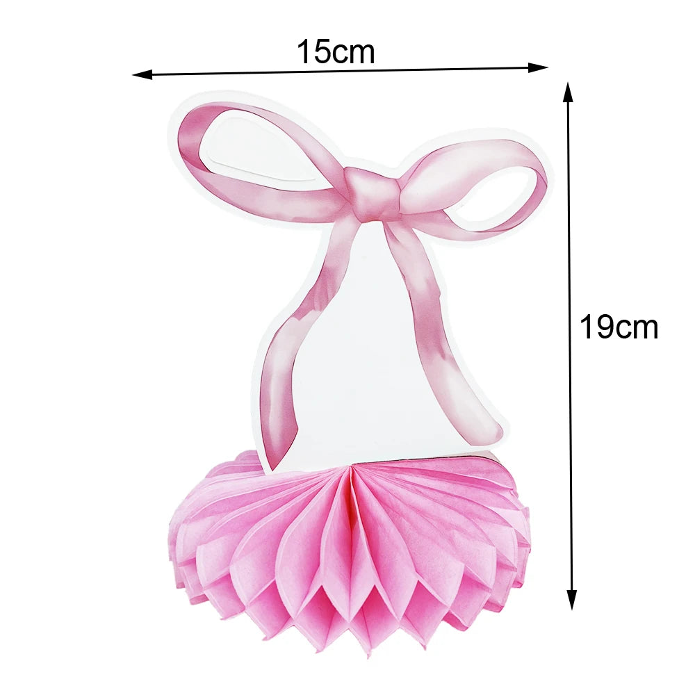 Bow Party Honeycomb Centerpieces Pink Bow Birthday Decorations Bow Baby Shower Decor Coquette Birthday Decorations