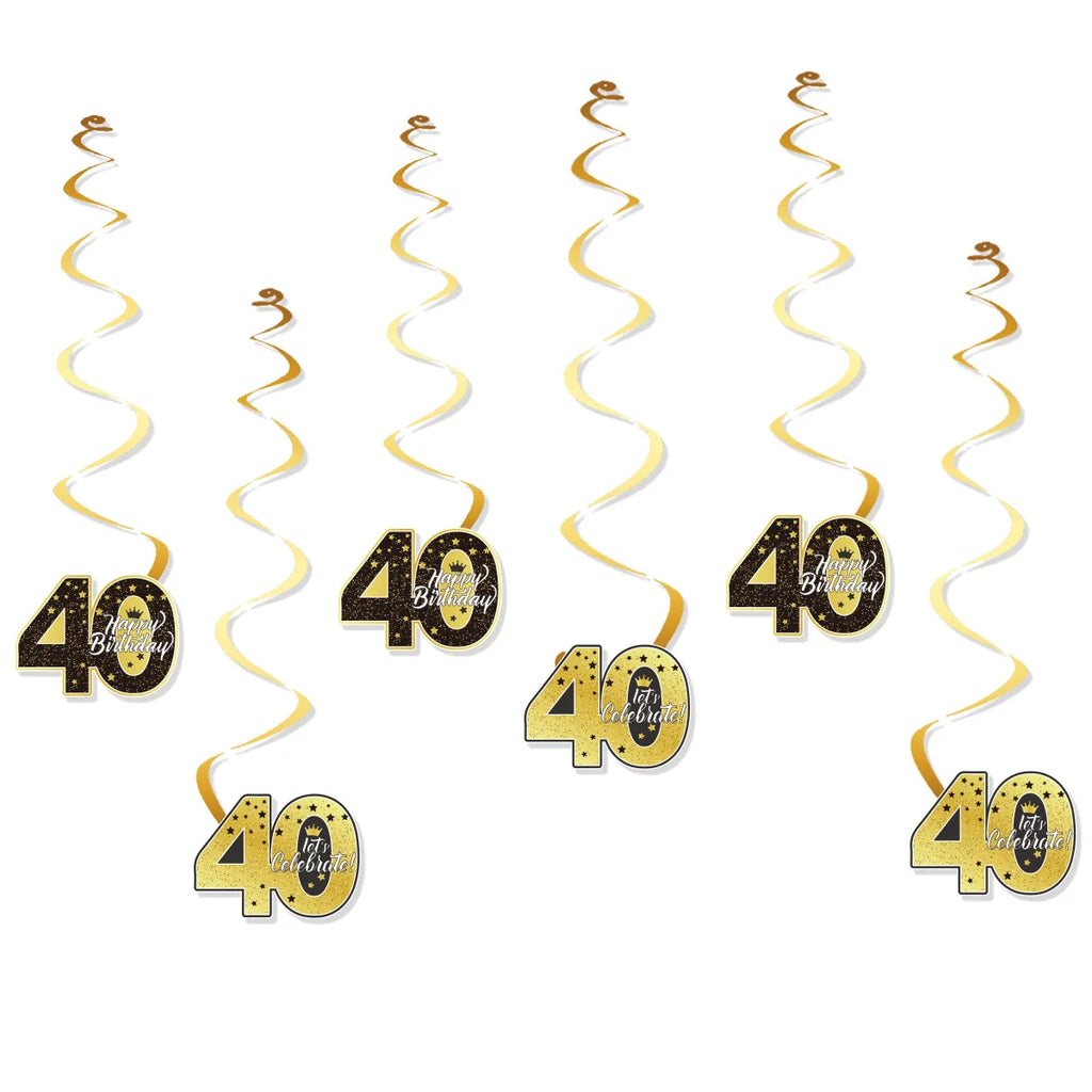 40th Birthday Party Gold Black Birthday Number Paper Box Banner Balloons Birthday Party 40 Year Old Birthday Party Decoration