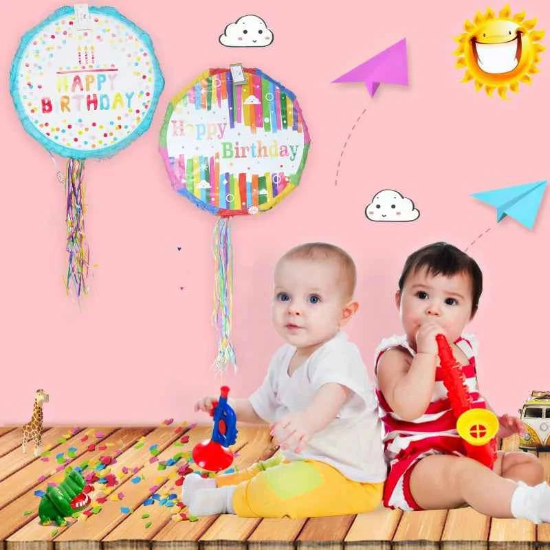 1pcs Happy Birthday Pinata Children's Birthday Party Game Props with Stick Kids Adult Birthday Party Decoration Pinata Toys 43cm