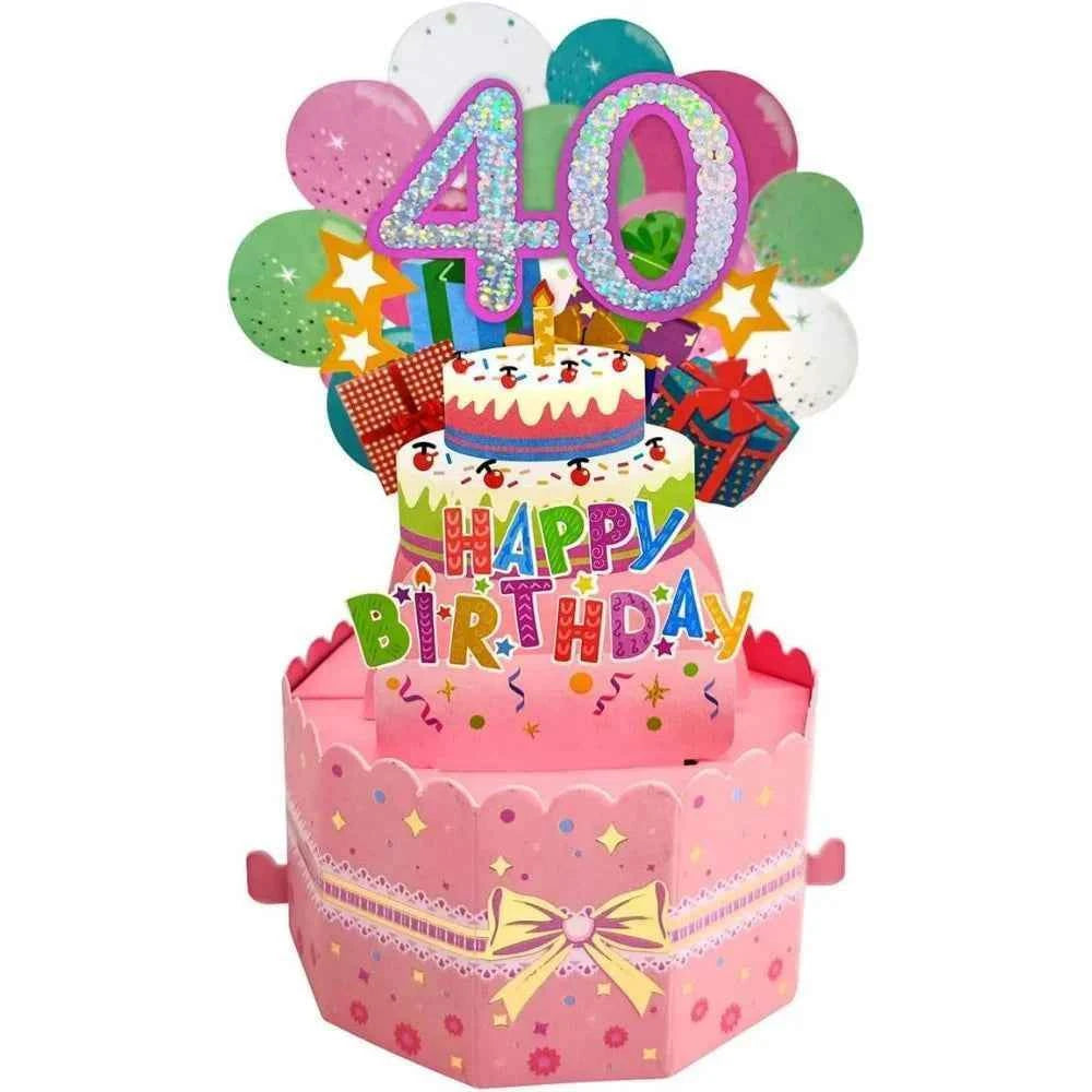 18/30/40/50/60th Happy Birthday Card,Funny Envelope 3D Pop Up Birthday Greeting Card Colorful Flower Birthday Greeting Card