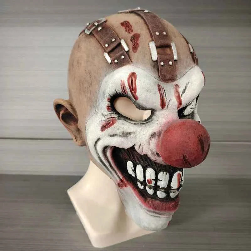 Horror Game Movie Metal Tooth Masks Adult Latex Clown Cosplay Halloween Prop Red Nose Man Mask