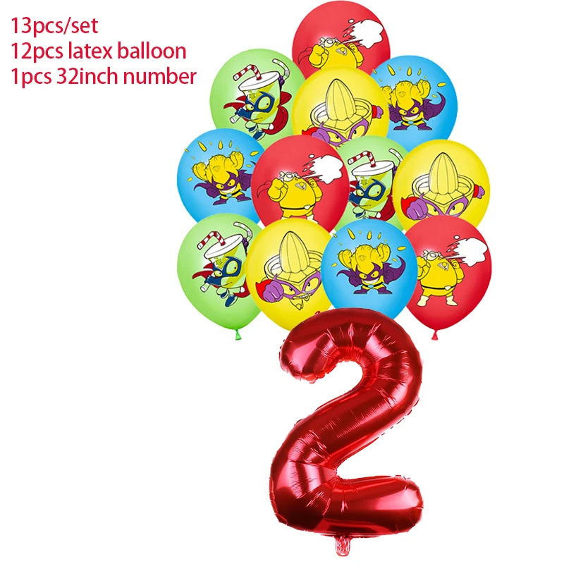 Superzings Birthday Party Decoration Balloon Banner Cake Topper SuperthingsTableware Birthday Party Supplies Baby Shower