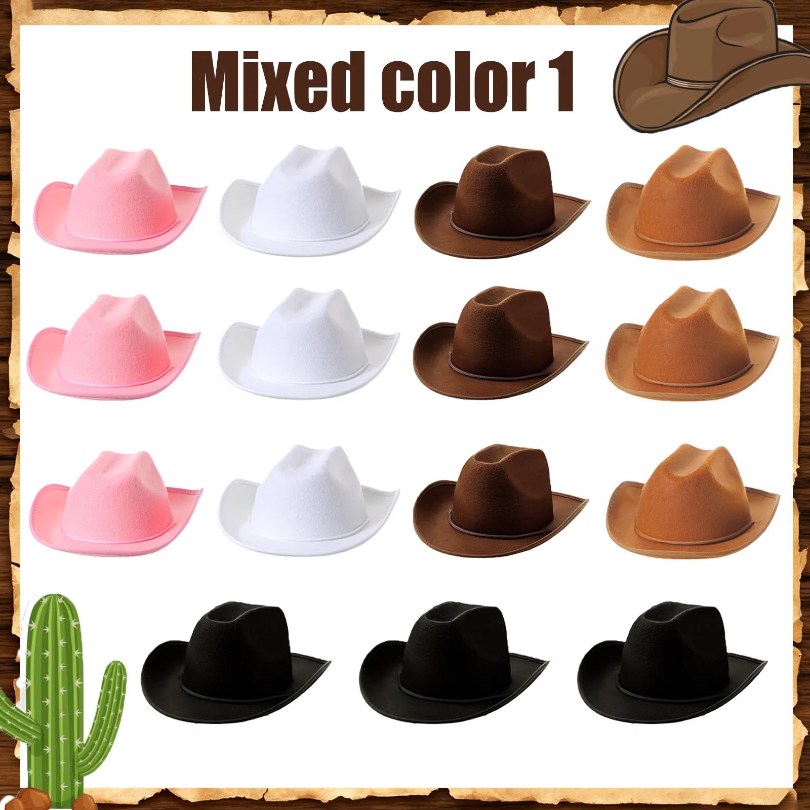6-48Set Kids Western Cowboy Hats with Bandanas Cowboy Party Hats for Birthday Party Cosplay Costume Party Western Party Favors - Big Tim's Magic Emporium