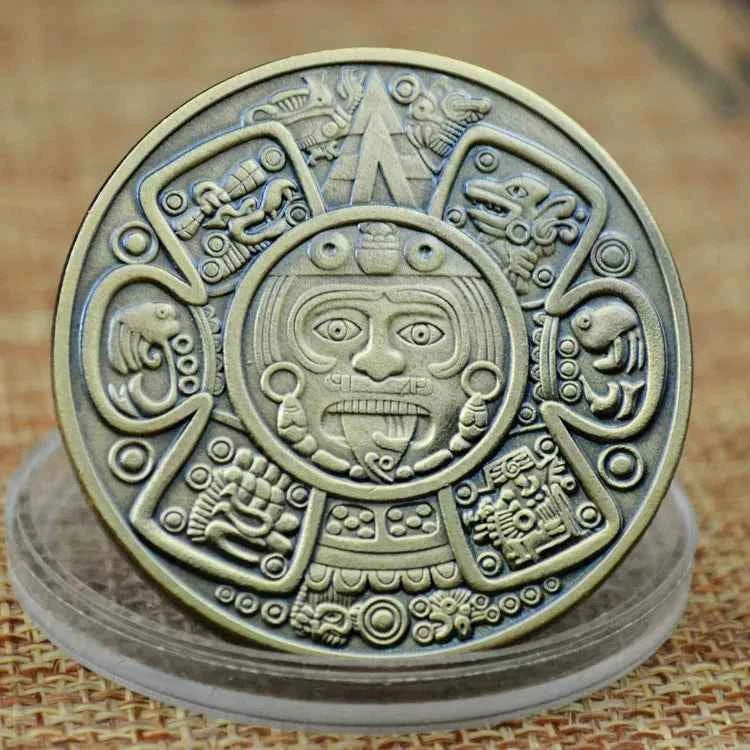 Souvenir Coin  Ancient Bronze Platted Mysterious Collectibles Coin Mexico Mayan Commemorative Coin