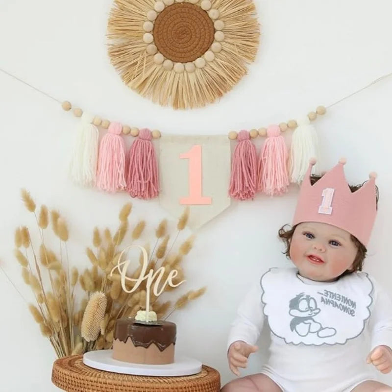 Baby Boy Girls First 1st Birthday Party Decorations Backdrop Wall Hangings Decorative for Kids Bedroom Nursery Wall Decor