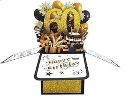 18/30/40/50/60th Happy Birthday Card,Funny Envelope 3D Pop Up Birthday Greeting Card Colorful Flower Birthday Greeting Card