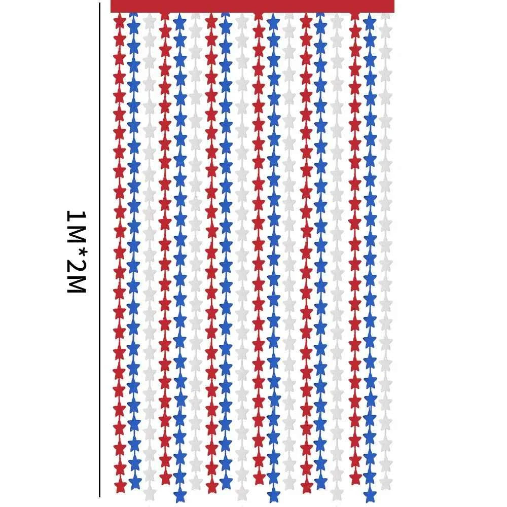 4th of July Decorations Red White Blue Star Tinsel Foil Fringe Curtains Independence Day Photo Booth Backdrop Patriotic Party