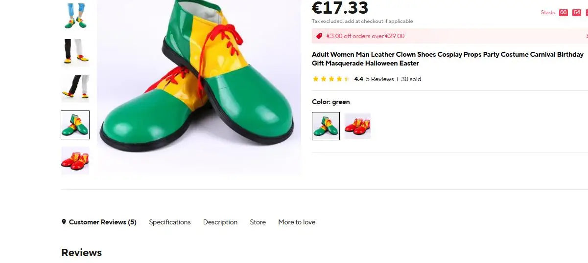 Adult Women Man Leather Clown Shoes Cosplay Props Party Costume Carnival Birthday Gift Masquerade Halloween Easter - Big Tim's Magic Emporium