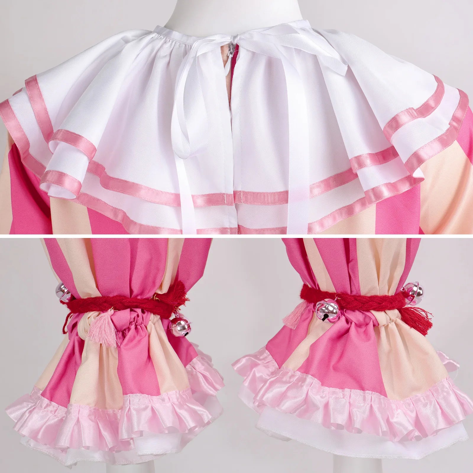 Playful Circus Clown Cosplay Costume Pink Striped Jumpsuit for Men Women Halloween Party Carnival Disguise Dress Outfits - Big Tim's Magic Emporium