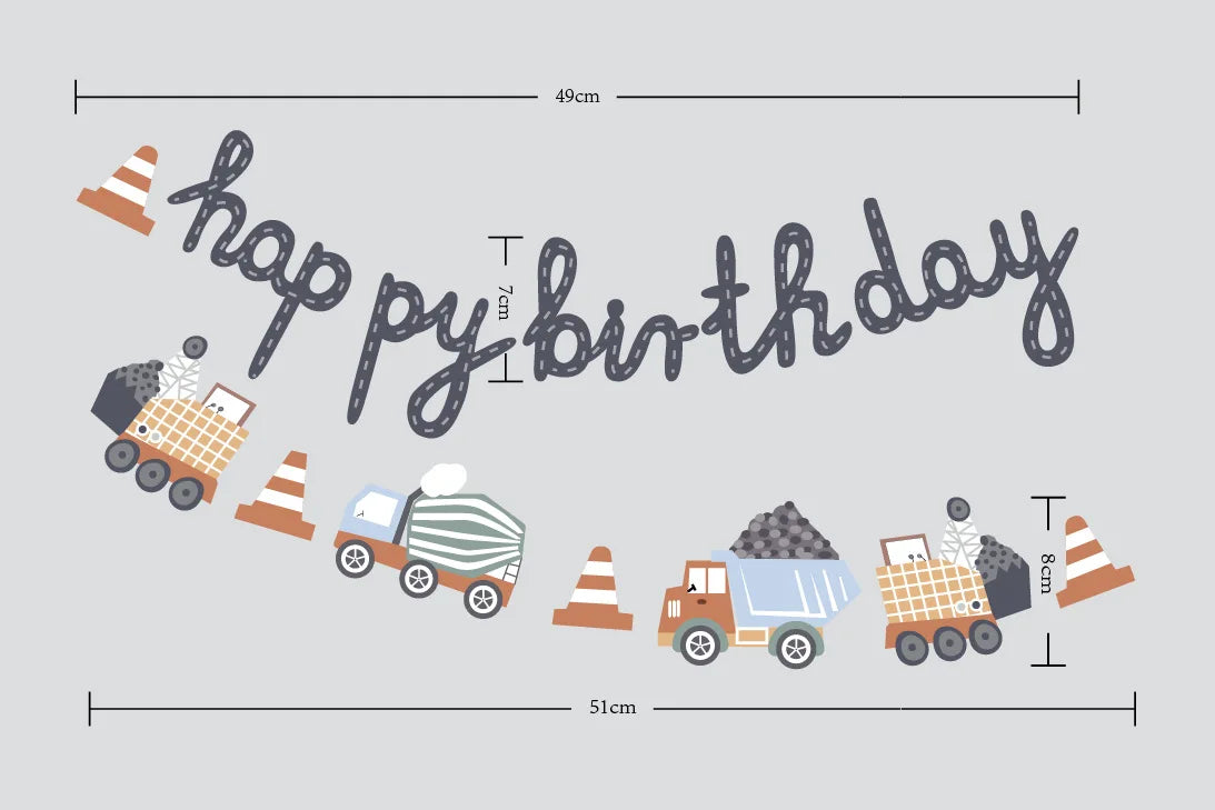 1set Happy Birthday Party Paper Banner Hanging Garland Flag Car Theme Kids 1st Birthday Party Balloons Decorations Baby Shower