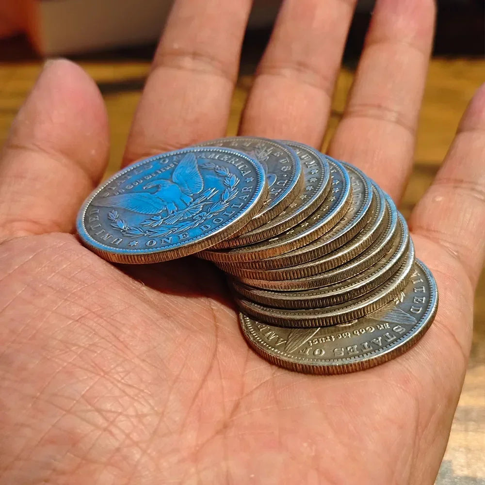 1 Pcs Steel Morgan Dollar (3.8cm Dia) Magic Tricks Can Be Sucked Props Accessorie Used Appearing/Disappearing Coin Magie