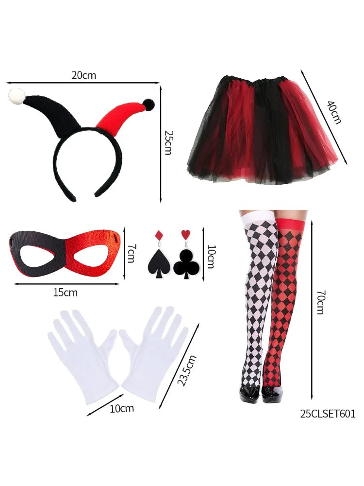 PESENAR Complete clown costume Girl Halloween Circus Scary villain tutu Holiday Party Party Halloween Party anime accessories - Big Tim's Magic Emporium