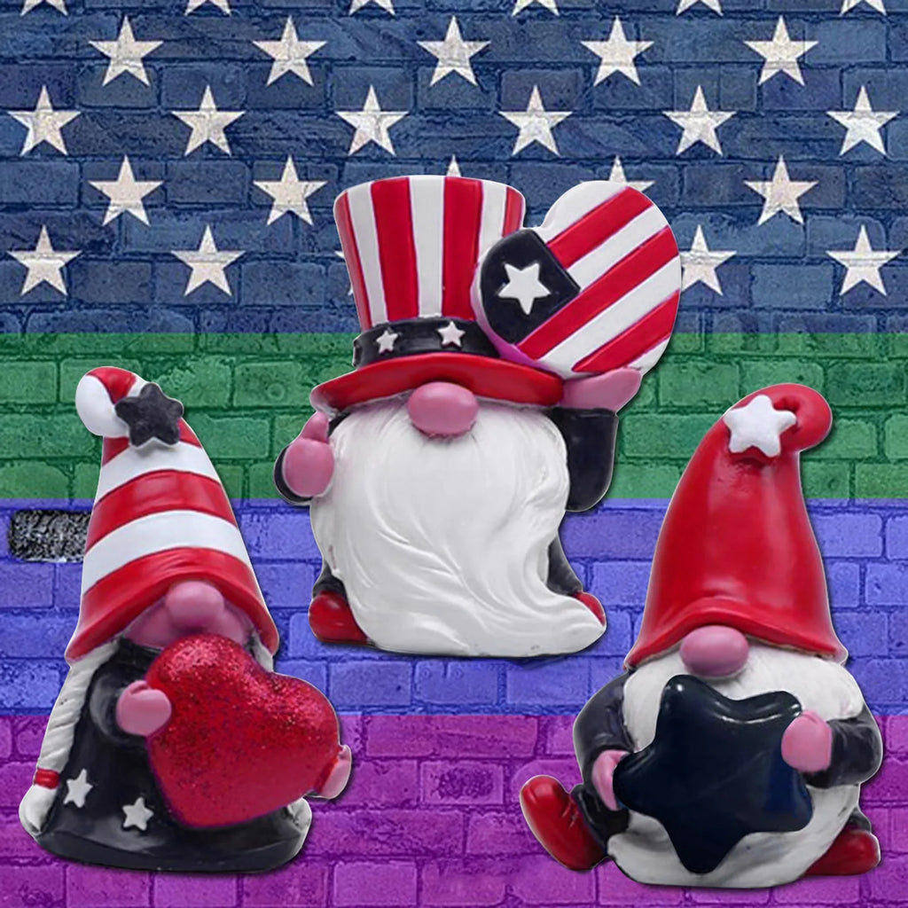 4th of July Patriotic Striped Resin Statue Independence Day Decoration Gift Handmade Home Tiered Tray Figurine