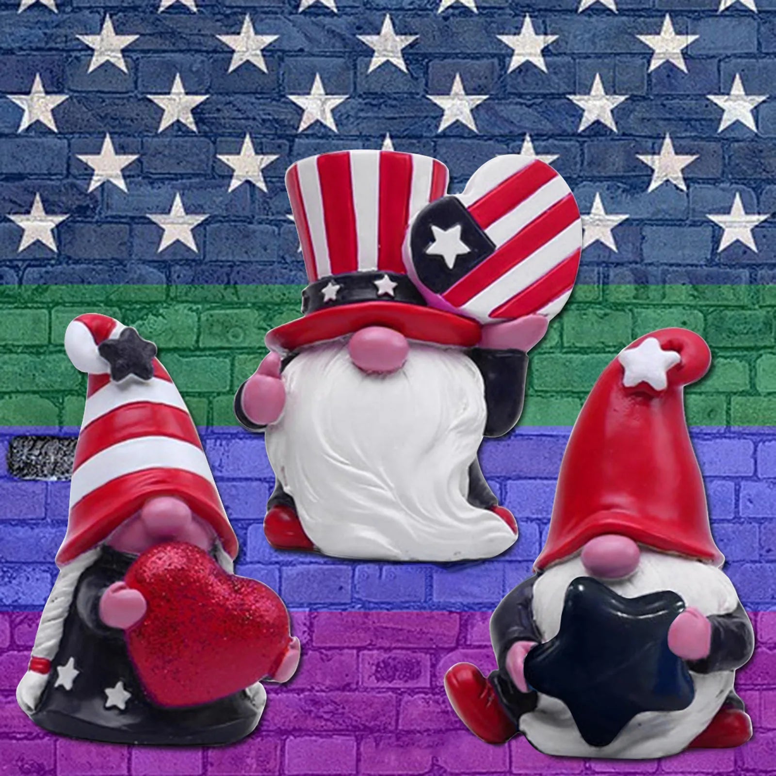 4th of July Patriotic Striped Resin Statue Independence Day Decoration Gift Handmade Home Tiered Tray Figurine