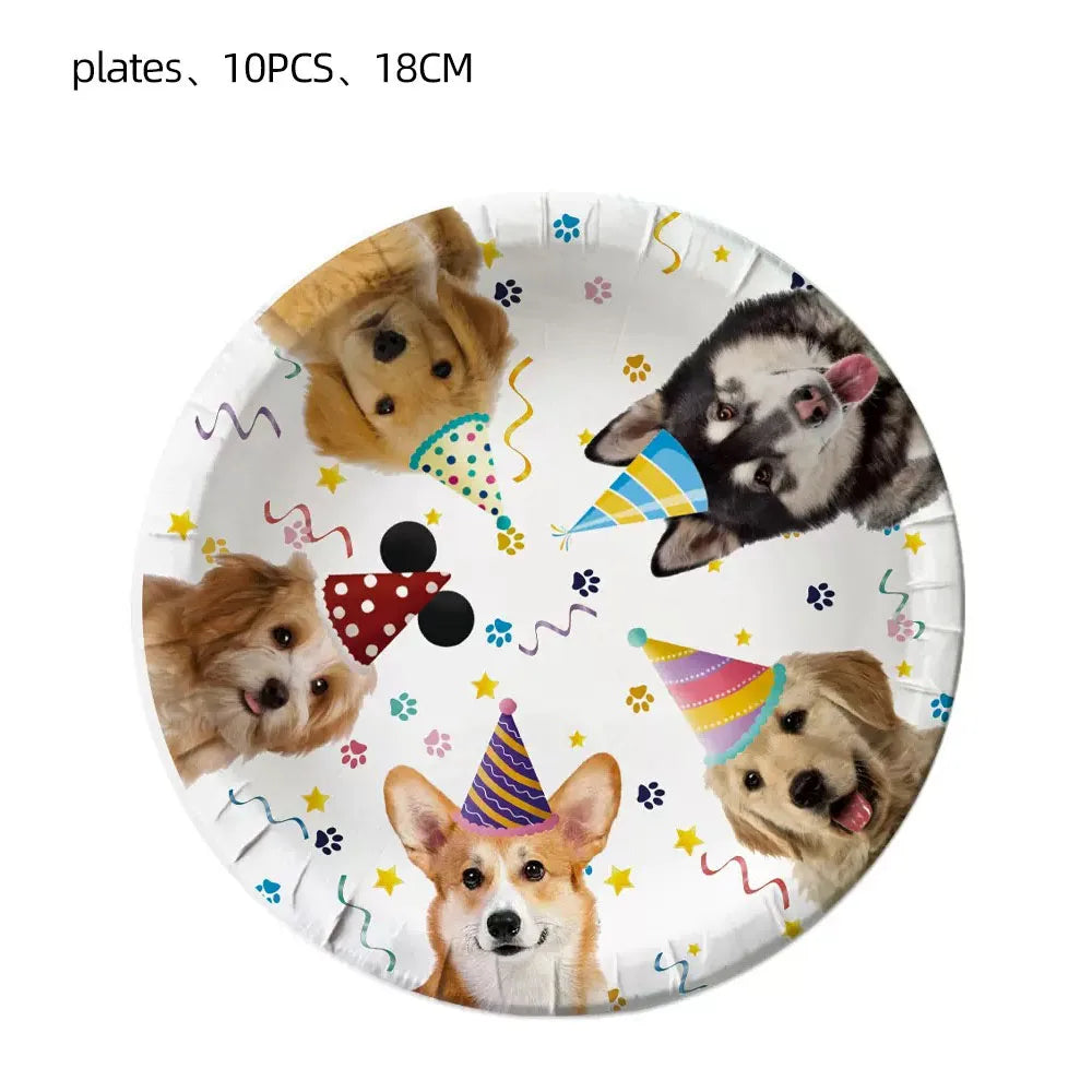 Dog Party Decoration Pet Party Tableware Plate Cup Napkin Tablecloth Birthday Party Banner - Big Tim's Magic Emporium