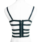Gothic Studded Faux Leather Bustier Top Cage Strap Party Bralette