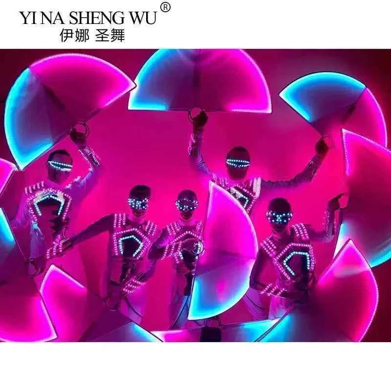 LED Luminous Fans Stage Show Props Jazz Dance Creative Multi-color LED Luminous Semicircle Fan Bar Nightclub Atmosphere Props