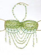 The Stardust Emerald Goddess – Handmade Green Rhinestone & Beaded Tassel Body Chain Halter Top