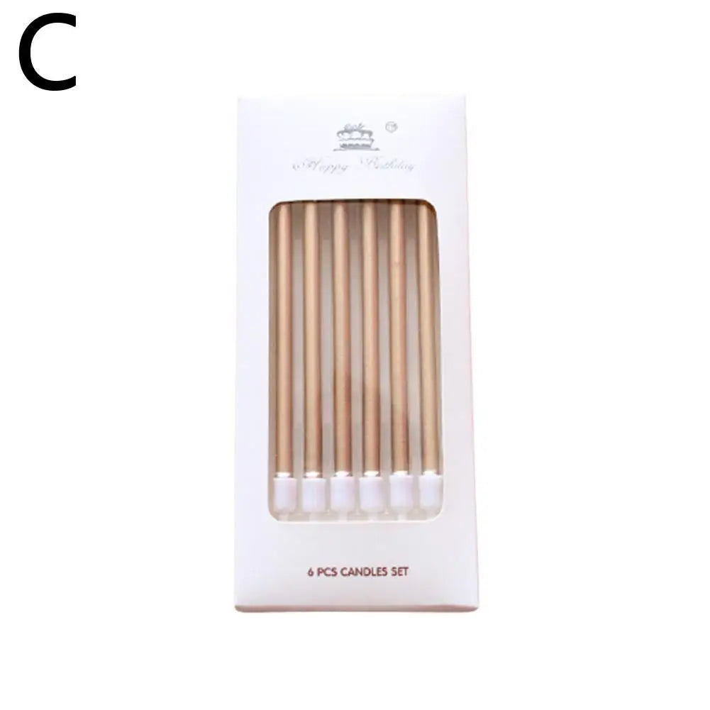 6pcs/Kit Birthday Cake Candles Gold Silver Candles Cupcake Decoration Baby Shower Wedding Party Decorative Candle Toppers