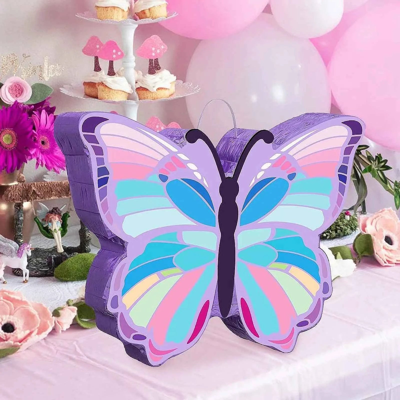 Butterfly Pinata Decorative Home Decoration Confetti Paper Pull String Pinata for Birthday Girls Boys Summer Celebration Festive