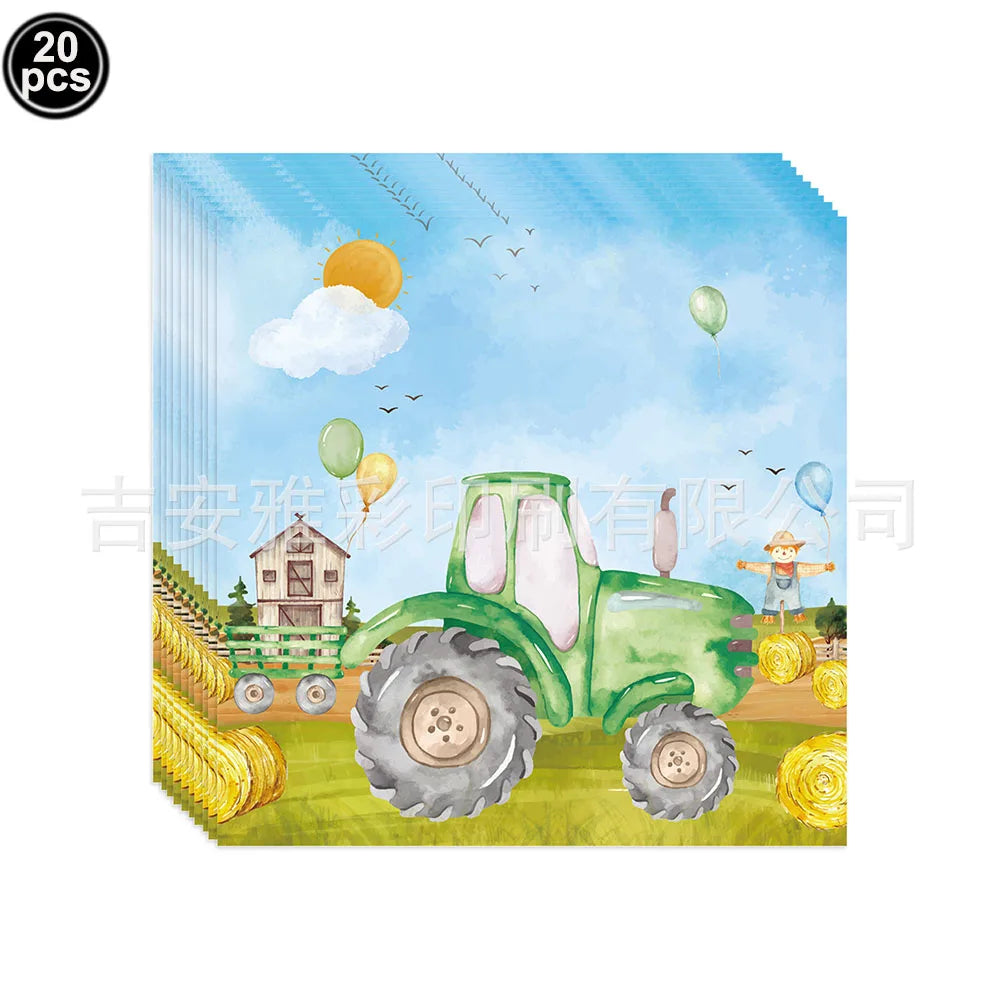 Tractor Party Paper Plates Cups Napkins Banner Tractor Birthday Party Supplies Tractor Themed Party Decor for Party Farm Party - Big Tim's Magic Emporium