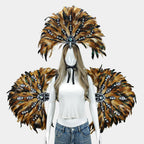 Unisex Artisanal Feather Headdress & Wings Carnival Performance Set