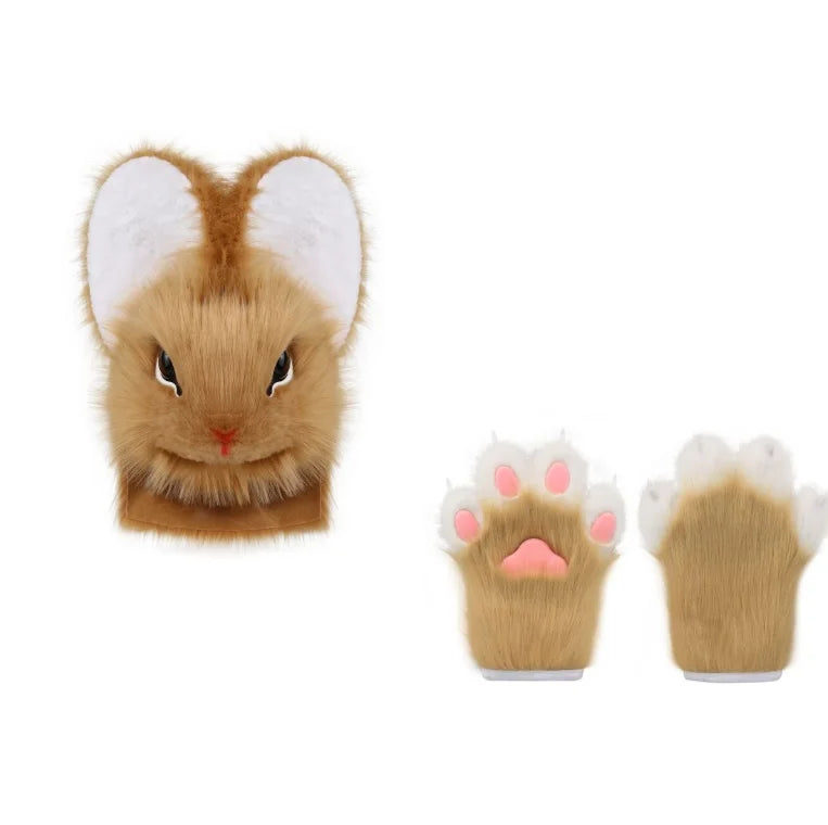 Big Ear Rabbit Head Cover Cosplay Costumes Original Realistic Furry Animal Kigurumi Halloween Wearable Fursuit Accessories - Big Tim's Magic Emporium