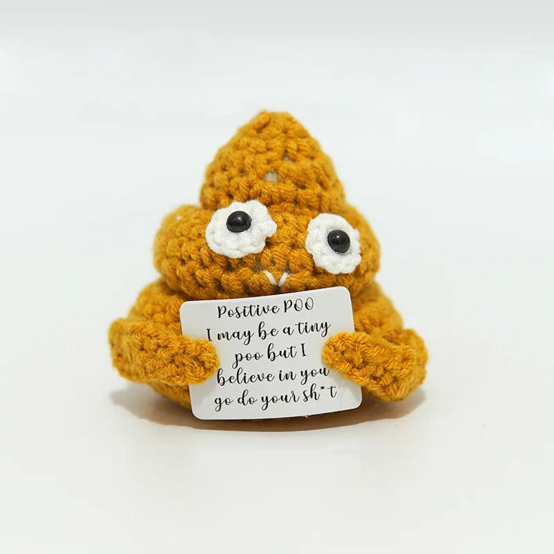 Portable Party Doll with Positive Card Holiday Funny Kids Adults Decoration Pocket Hug Poo Knitting Wool Gift Birthday Office - Big Tim's Magic Emporium