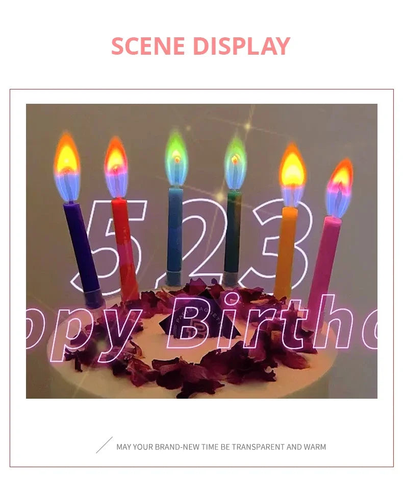 Multicoloured Colourful Flame Candles, 5/12 Pack, Suitable for Birthday Cakes, Birthday Party and Wedding Decorations
