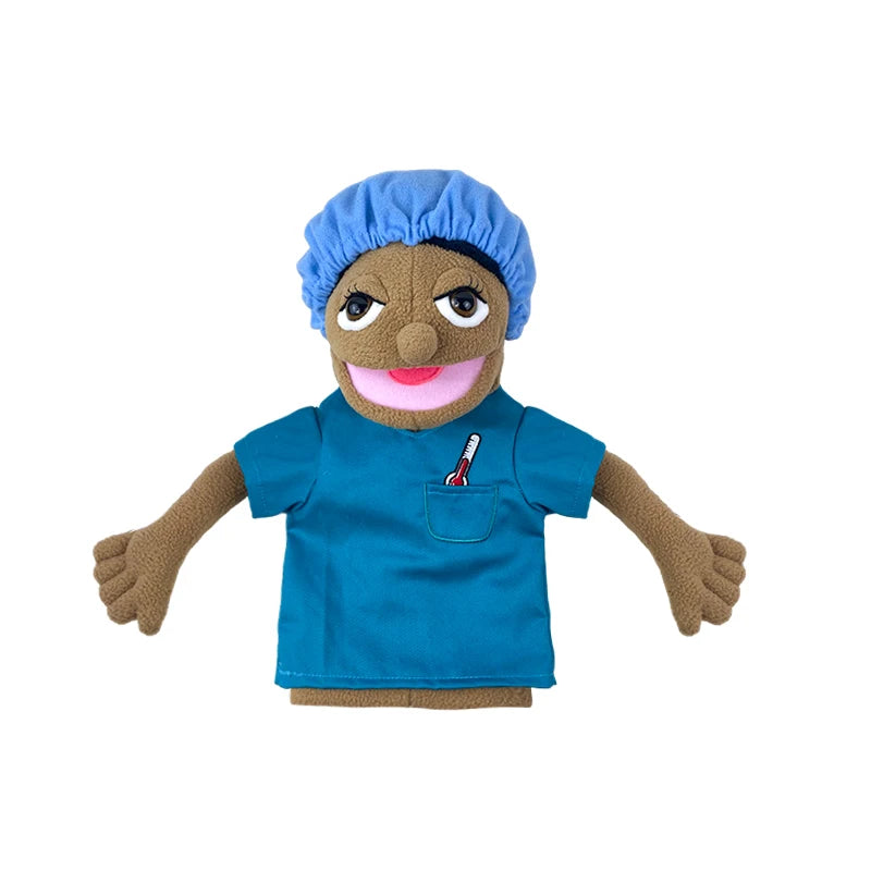 Cute Cartoon Profession Series Hand Puppet Plush Doctor Police Officer Nurse Teacher Job Puppet Ventriloquism Doll - Big Tim's Magic Emporium