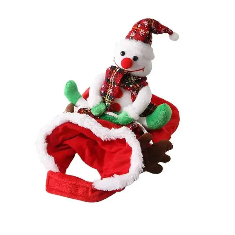 Funny Pet Christmas Snowman Riding Horse Costumes Dressed Up Dogs Cats Puppy Cosplay Party French Bulldog Chihuahua Pet Clothing