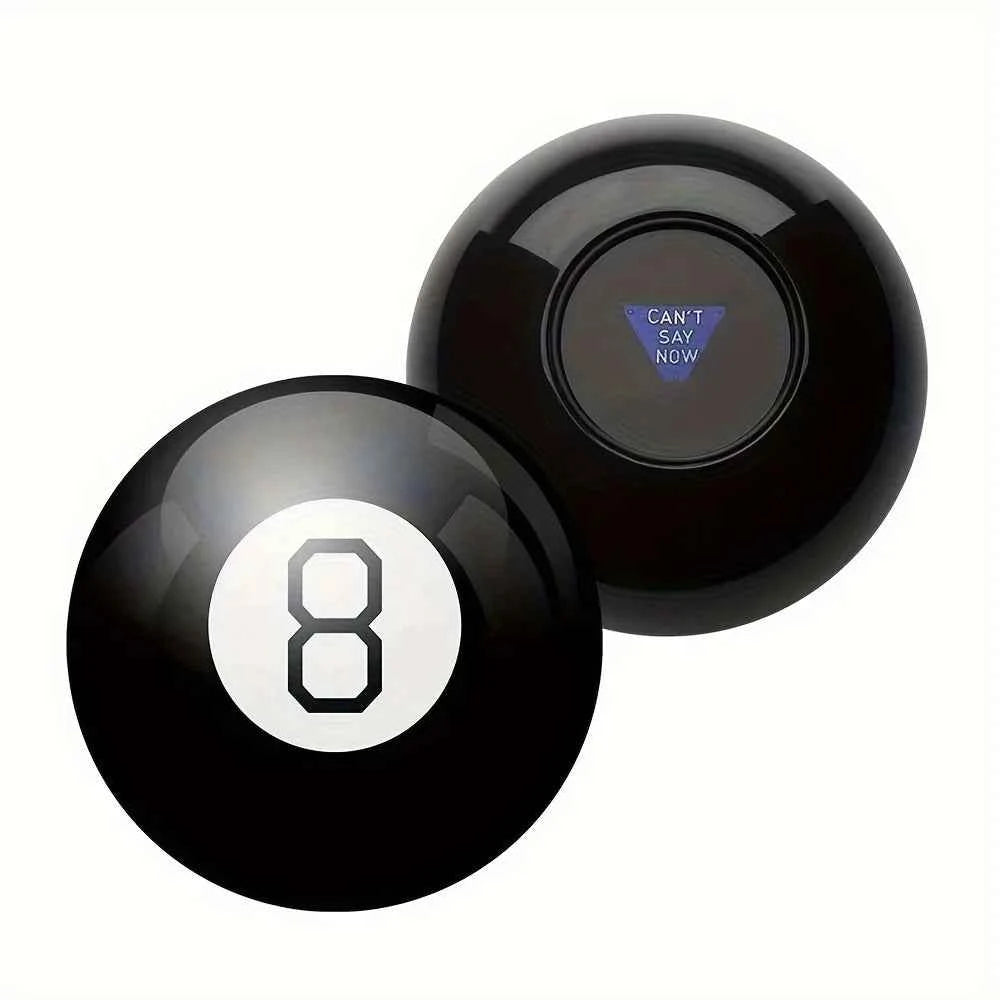 Magic 8 Ball - A mysterious answer ball with a glossy black exterior and white number 8 interior - Party prediction game