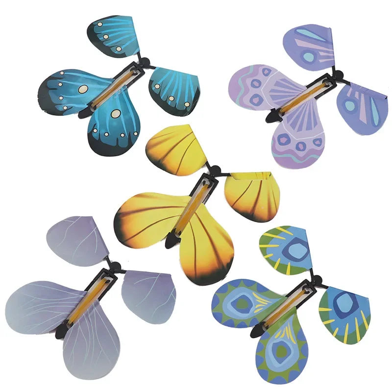 1PC Magic Wind Up Flying Butterfly in The Book Rubber Band Powered Magic Tricks Prop Fairy Flying Toys Surprise Gift Party Favor
