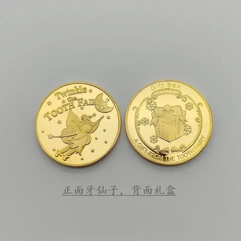 Tooth Fairy Gold Plated Commemorative Coin Creative Kids Tooth Change Gifts Physical Metal Coin Crypto Commemorative Coin