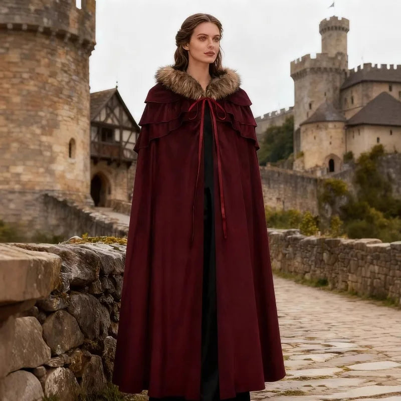 Halloween Unisex Dark Gothic Cloak Coat Cape Hooded Shawl Wizard Priest Robe - Big Tim's Magic Emporium