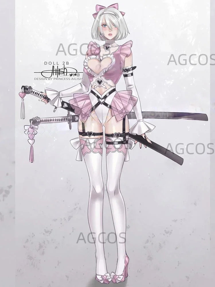 NieR:Automata YoRHa No.2 Type B Cosplay Costume | Pink Jumpsuit Set - Big Tim's Magic Emporium