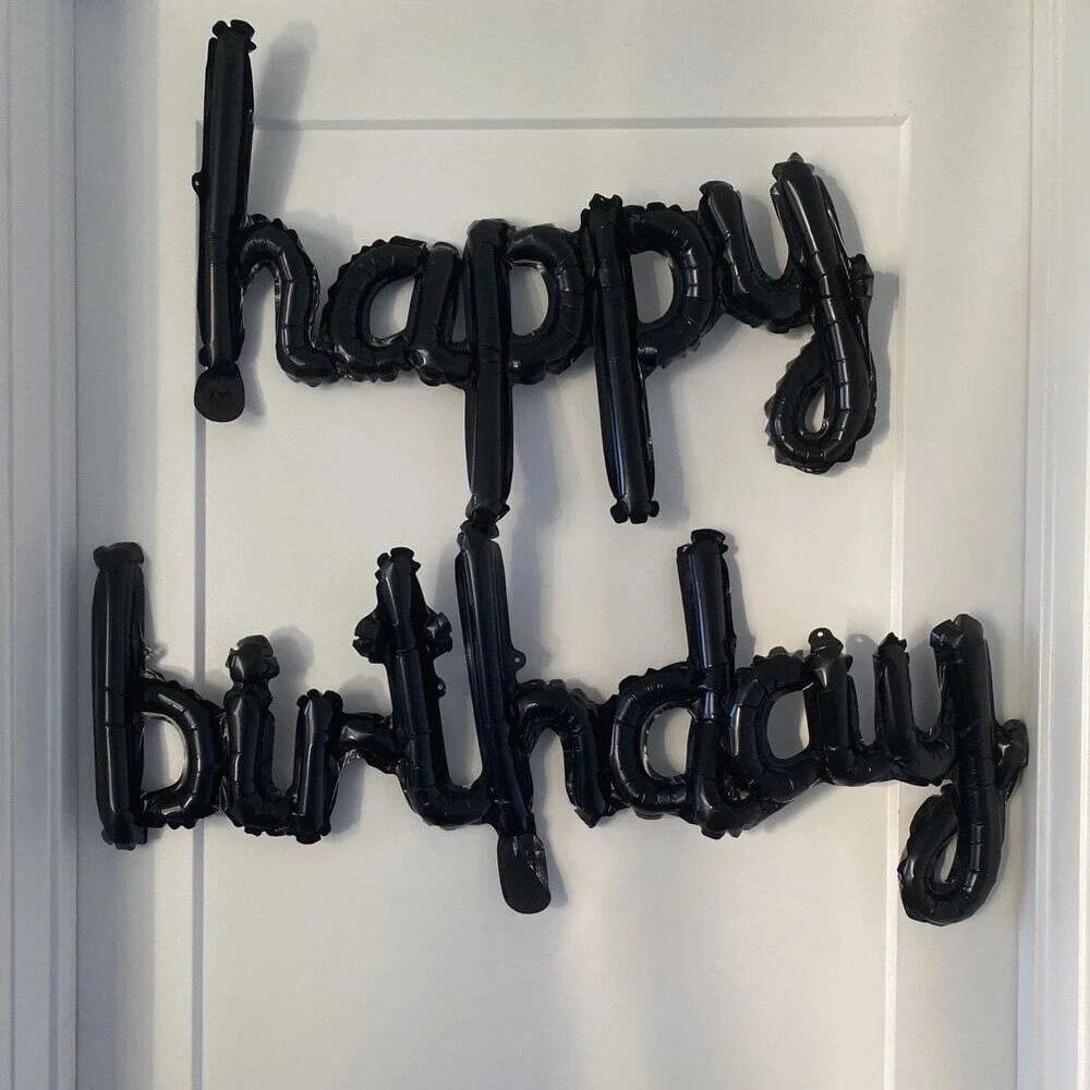 2pcs/Pack Black Pink Happy Birthday Balloons Aluminum Foil Party Decorations DIY Home Accessories for Birthday Celebrations