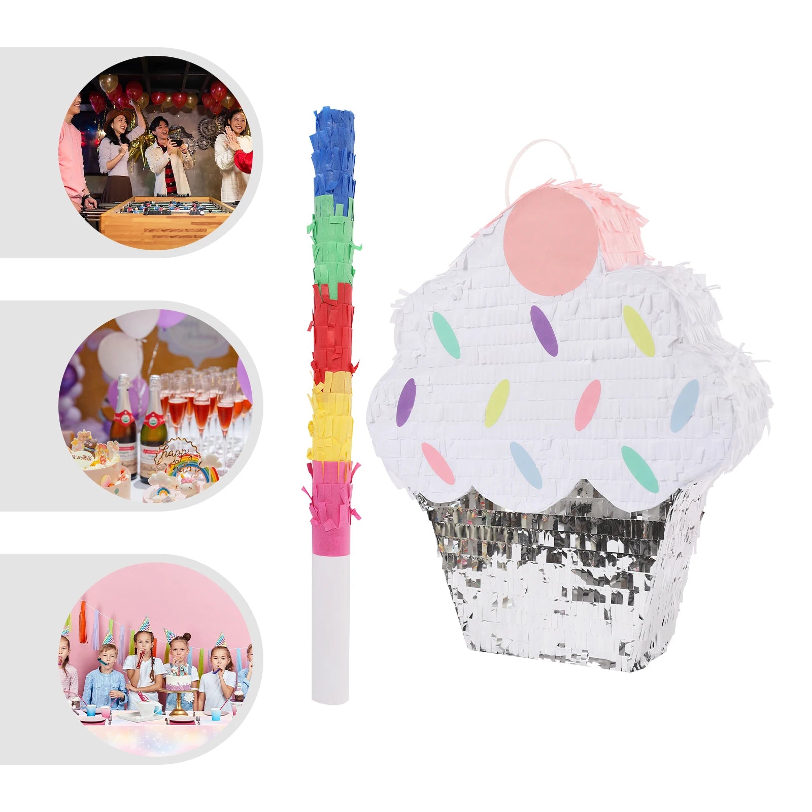 Ice Cream Pinata, Pinata Decoration, Candy Party Pinata w/ PVC Stick  Ice Cream Cake Pinata for Party Decoration Pinata