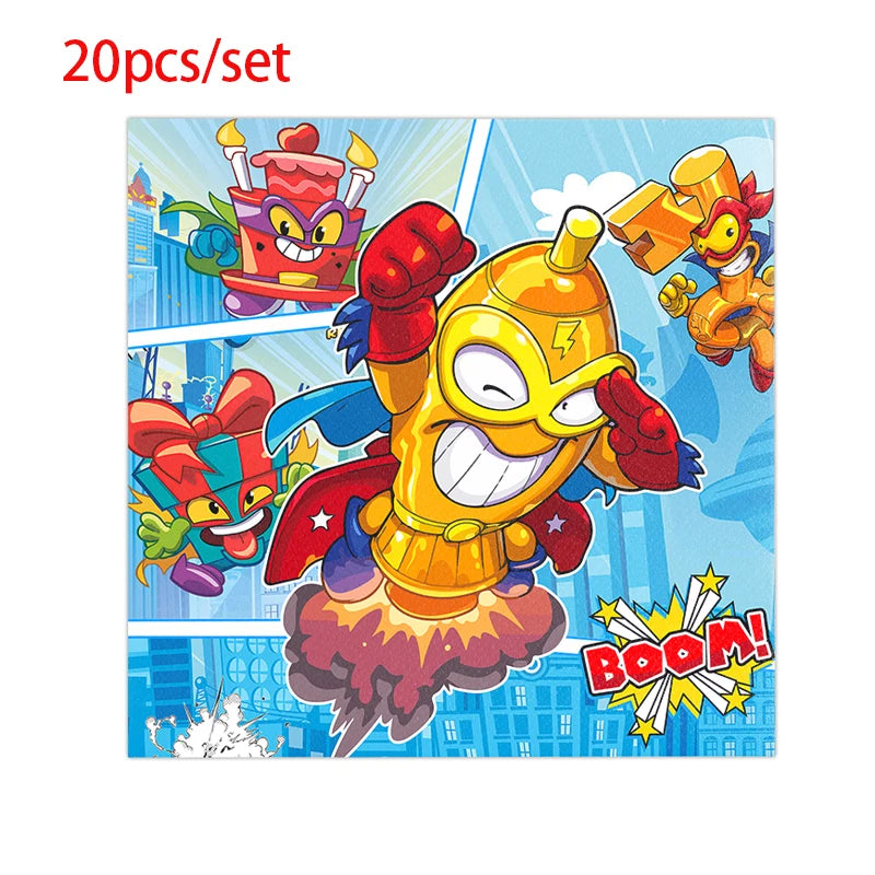 Superzings Birthday Party Decoration Balloon Banner Cake Topper SuperthingsTableware Birthday Party Supplies Baby Shower