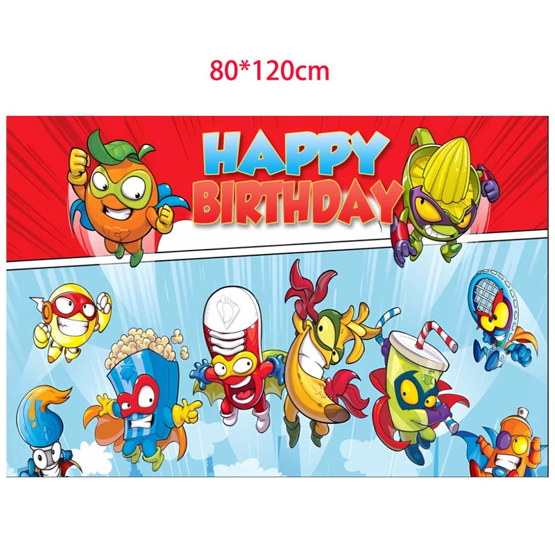 Superzings Birthday Party Decoration Balloon Banner Cake Topper SuperthingsTableware Birthday Party Supplies Baby Shower