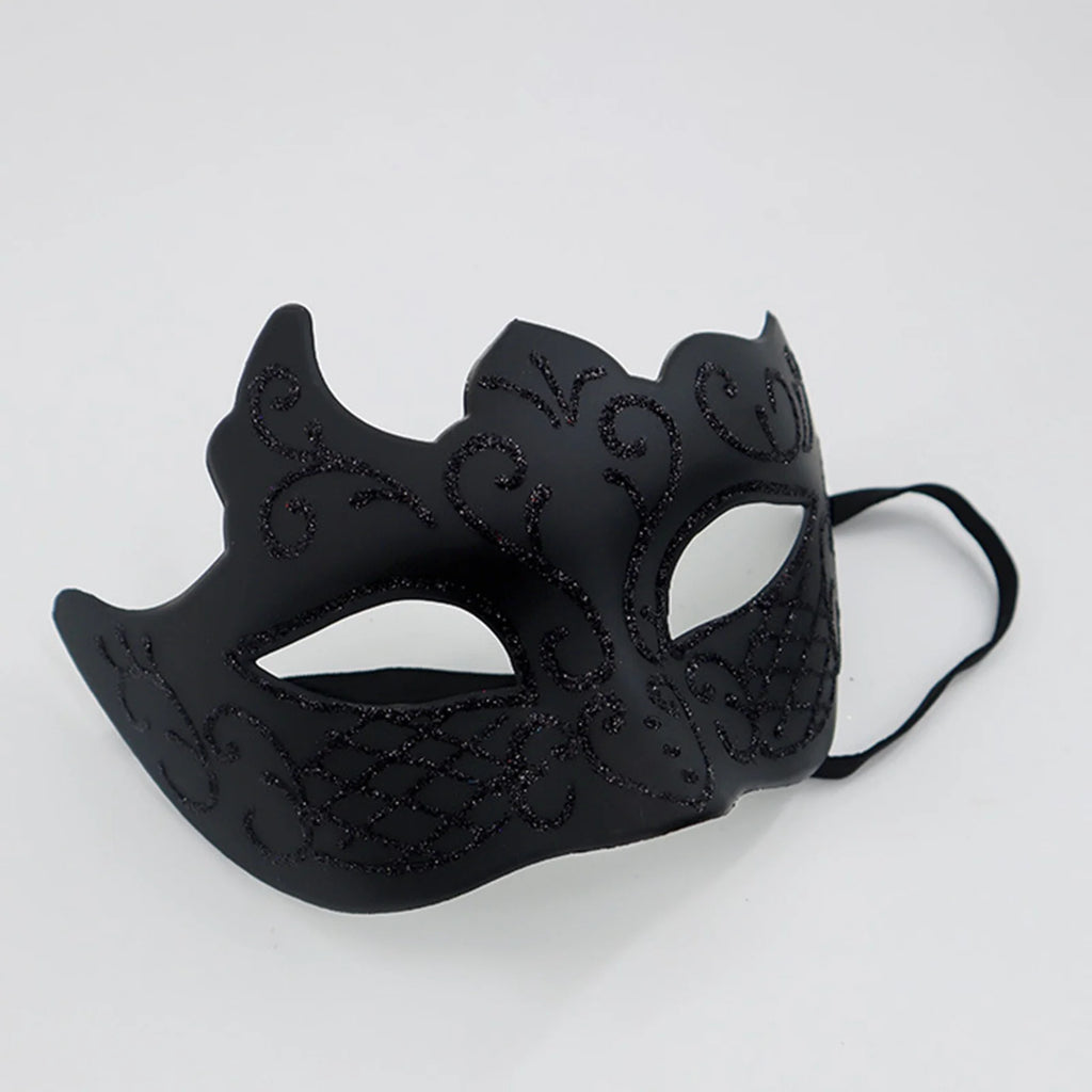 Half-Face Painted Men's Mask Painted with Shiny Powder Venice Style for Halloween Costume Supplies