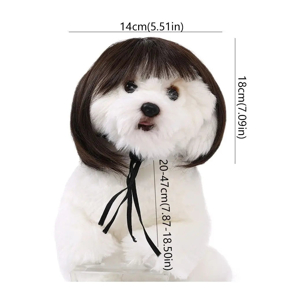 Cute Straight Hair Pet Costume Wig Colorful Funny Cat Cosplay Wig Adjustable Dog Hairpiece Photography
