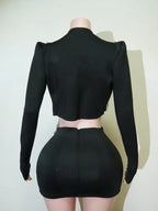 Crystal Rhinestone Halter Crop Top & Mini Skirt 2-Piece Stage Costume Set