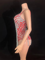 Sparkly Rhinestone Sequin Tassel Bodysuit Stage Performance Dance Leotard