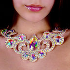 AB Rhinestone Chain Clasp Necklace