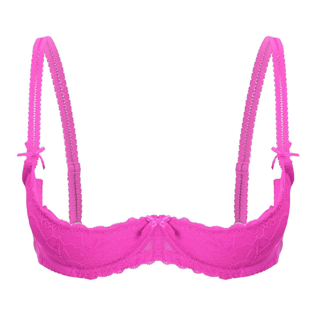 Lace Underwire Half-Cup Push-Up Bra
