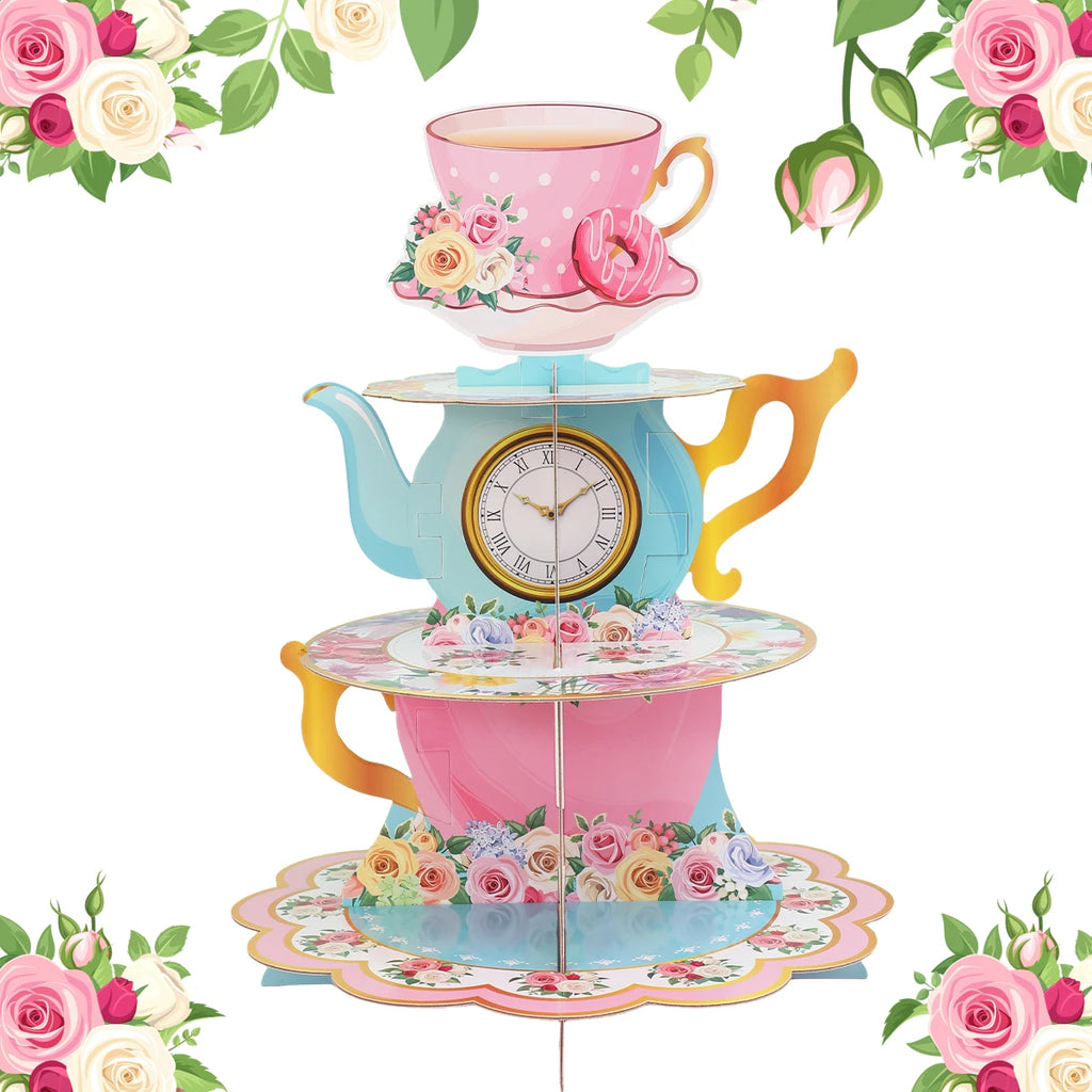 Pink Tea Party Cake Stand Birthday Party Decoration Kids Baby Shower Party Supplies Wedding Table Decor Afternoon Tea Party - Big Tim's Magic Emporium