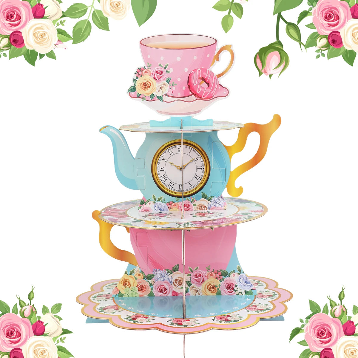 Pink Tea Party Cake Stand Birthday Party Decoration Kids Baby Shower Party Supplies Wedding Table Decor Afternoon Tea Party - Big Tim's Magic Emporium